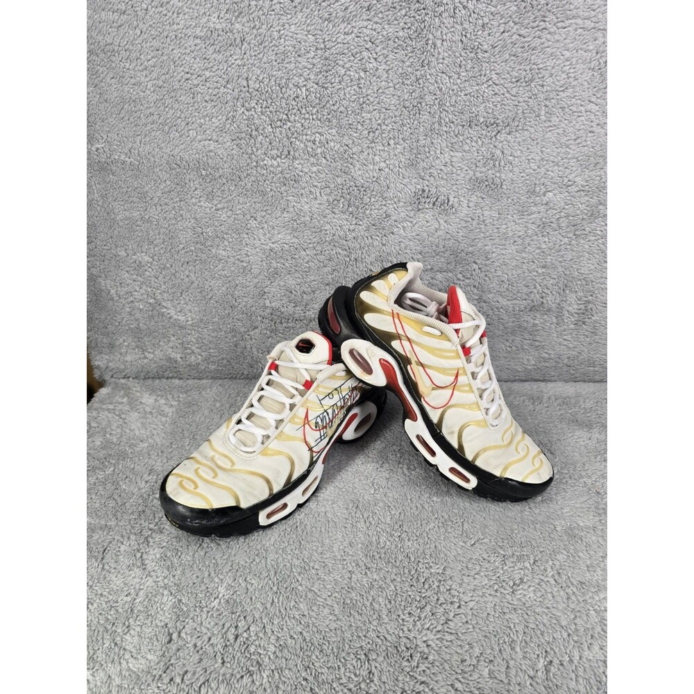 Nike Air Max Plus Striped White Red Black Beige Low Top Men's Athletic Sneakers